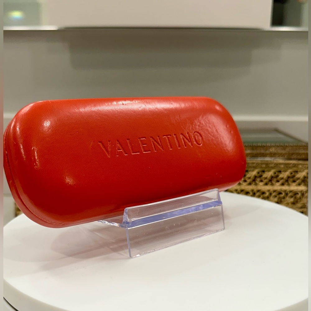 Valentino - Red Leather-Covered Hinged Eyeglass/Sunglass/Eyewear Hard-Case VGUC - Picture 2 of 15